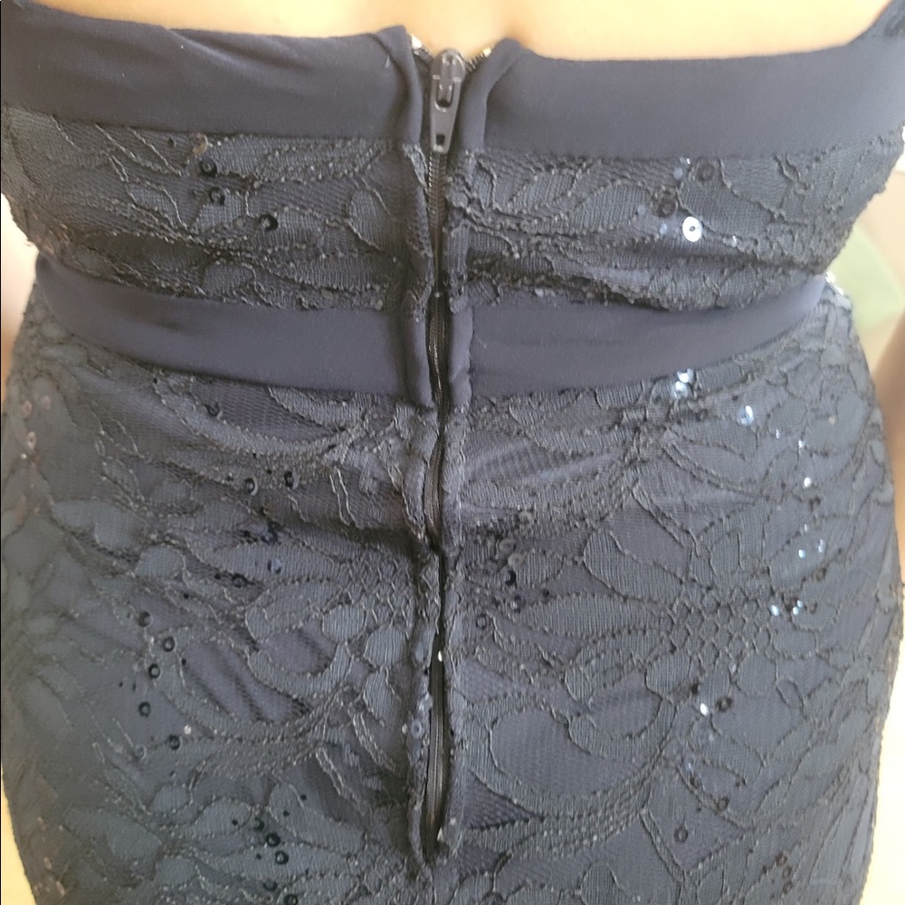 Navy Lace Prom Dress - Picture 3 of 6